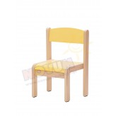 Krzesełko bukowe NOVUM wys. 26 cm żółty pastel. z filcowymi zaślepkami