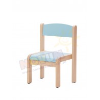 Krzesełko bukowe NOVUM wys. 26 cm jasnoniebieskie, z filcowymi zaślepkami