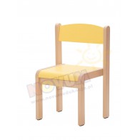 Krzesełko bukowe NOVUM wys. 31 cm żółty pastel, z filcowymi zaślepkami