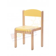 Krzesełko bukowe NOVUM wys. 35 cm żółty pastel, z filcowymi zaślepkami