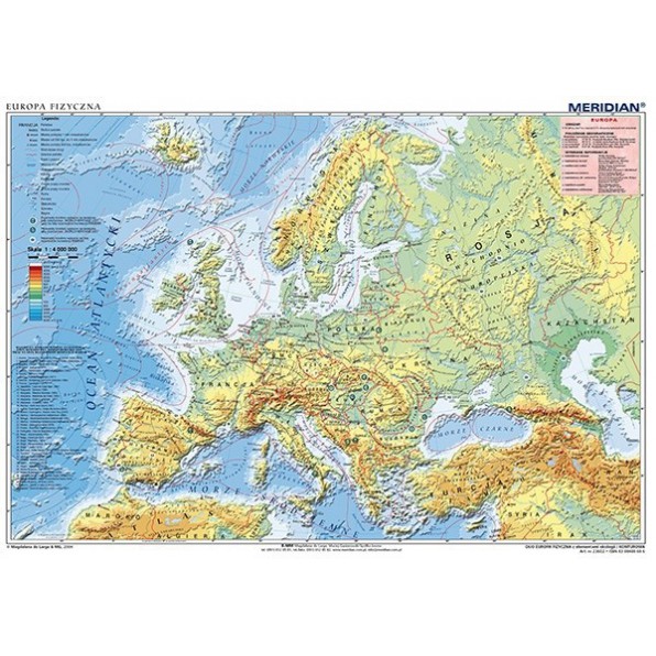 Mapa fizyczna Europy (z elementami ekologii)